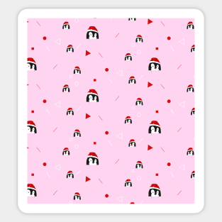 Santa Claus Penguin Pink #cute #christmas #penguin #illustration Sticker